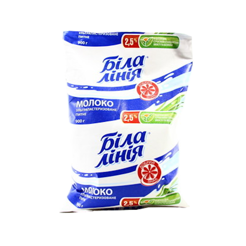 Молоко коров'яче БІЛА ЛІНІЯ, ультрапастеризоване, 2,5%, 900г